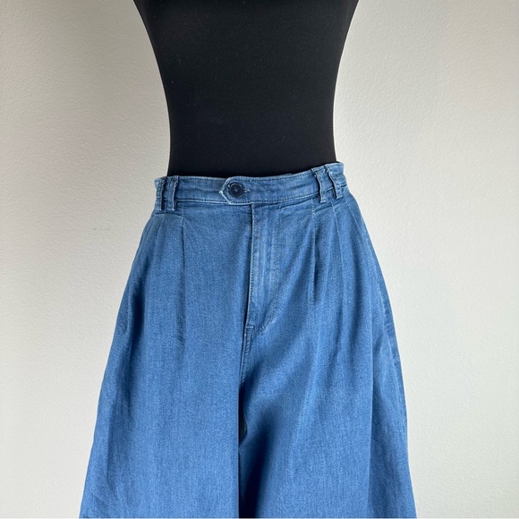 Gap x Doen Denim High Rise Trousers Womens Size 4 Blue Pleated Wide Leg Jeans - Picture 4 of 16